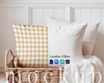 Nursery Lumbar pillow mockup PSD baby lumbar pillow Canva toddler lumbar pillow Procreate elegant baby lumbar pillow mockup long pillow PSD