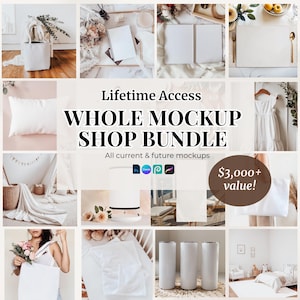 Whole shop mockup bundle lifetime access mockup Canva PSD mockup bundle full mockup bundle for Procreate Printify POD mockup bundle AOP mock