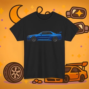 Nissan Skyline R34 GT-R T-Shirt | JDM Legend Streetwear | Japanese Drift Car Culture Tee | Turbo Godzilla Graphic
