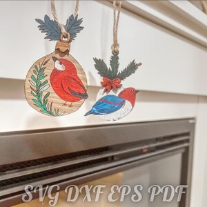 Ornement de Noël Cardinal oiseau Fichier SVG | Téléchargement numérique pour décoration de cheminée | Fabrication de décorations de Noël