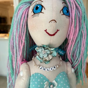 Personalized Ballerina Doll, Hand Sewn Special Soft Doll, Fancy Ballerina Doll, Embroidered Face Baby Doll