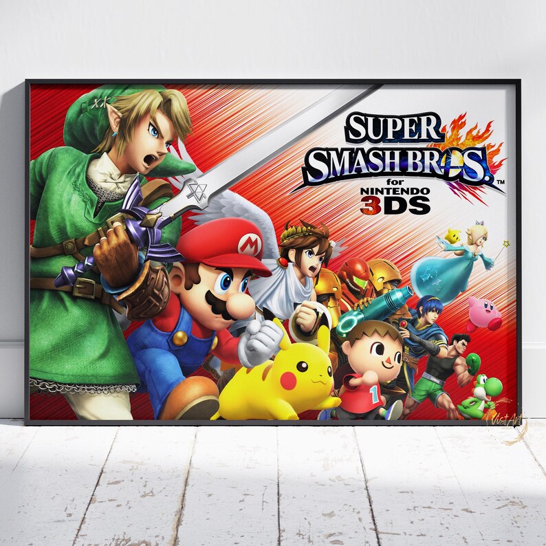 Super Smash Bros Poster Super Mario Wall Art Rolled Canvas Print High ...