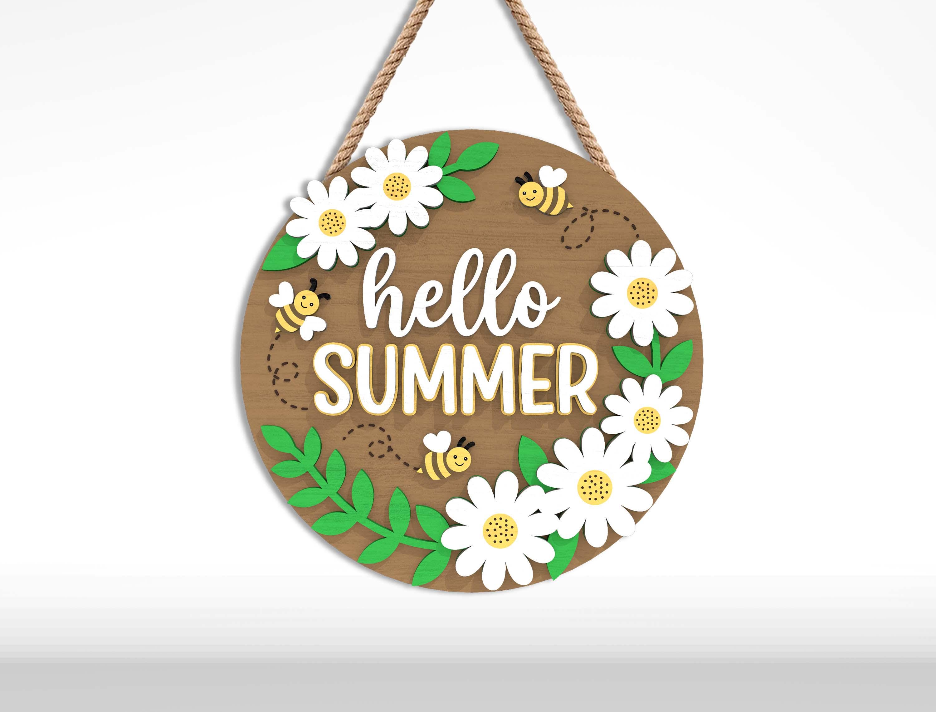 Summer Door Sign SVG Bundle, Hello Summer Beach Sign Laser Cut File ...