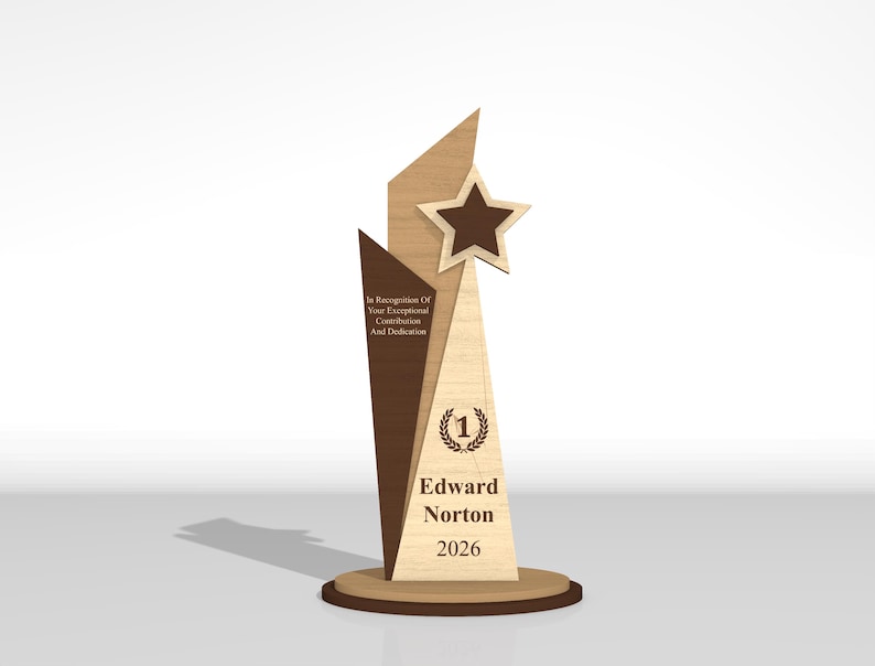 Award Trophy SVG Bundle, Wooden Trophy Laser Cut Files, Certificate Award Plaque SVG, Glowforge Download image 17