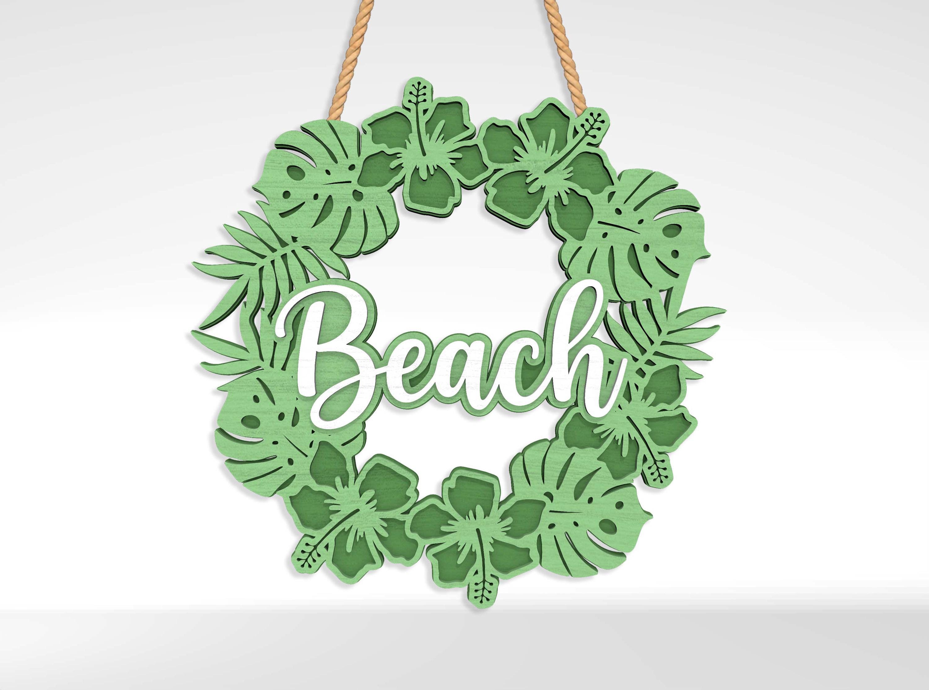 Summer Door Hanger SVG Bundle, Beach Ocean Sign Laser Cut File, Wooden ...