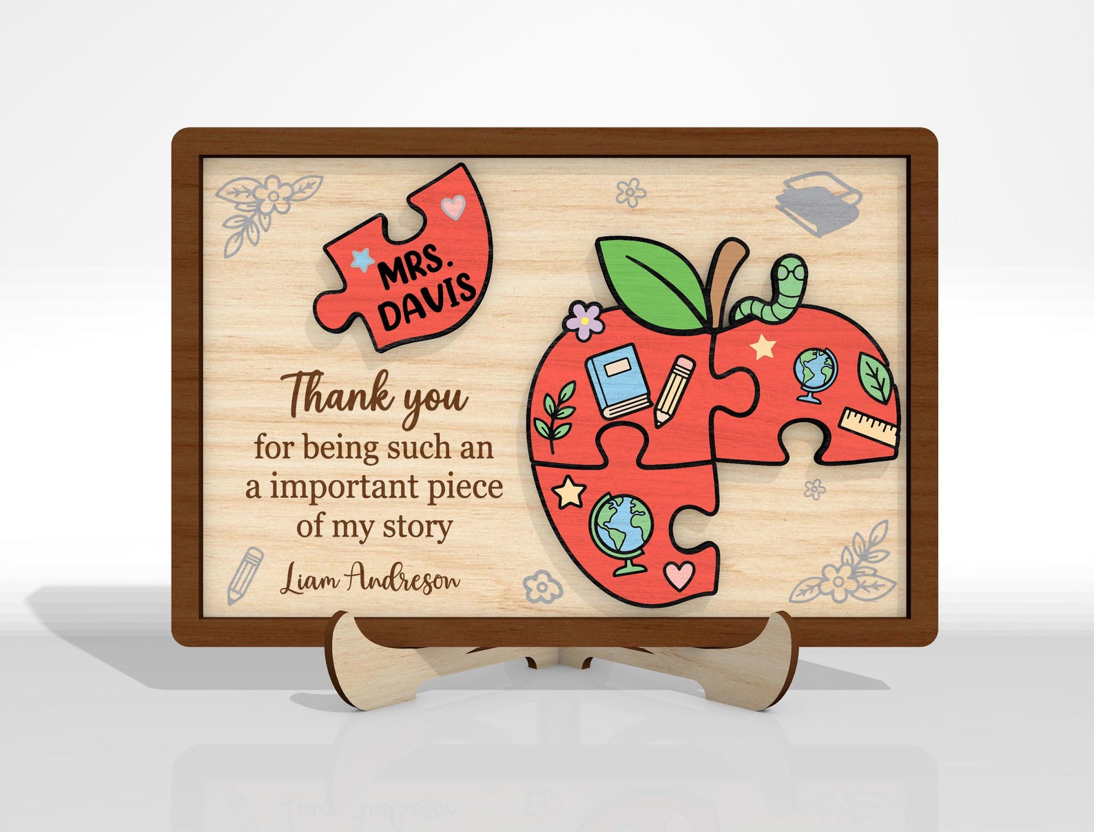 Teacher Appreciation Puzzle Sign SVG Bundle, Thank You Teacher Laser ...