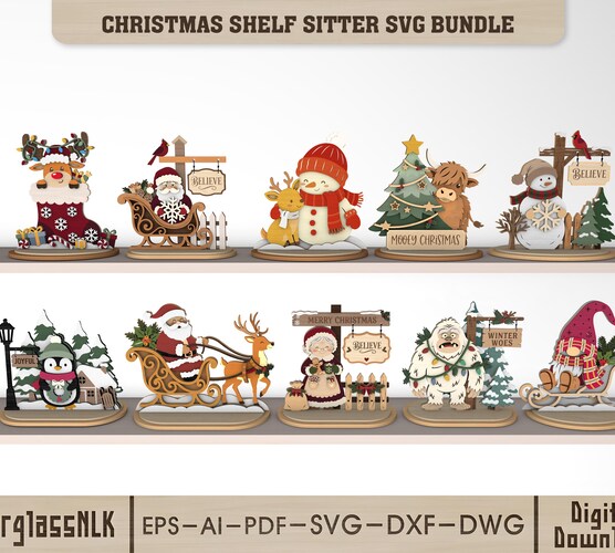 Christmas Laser Cut SVG Bundle — Santa, Snowman, Reindeer & Gnome Decor Files