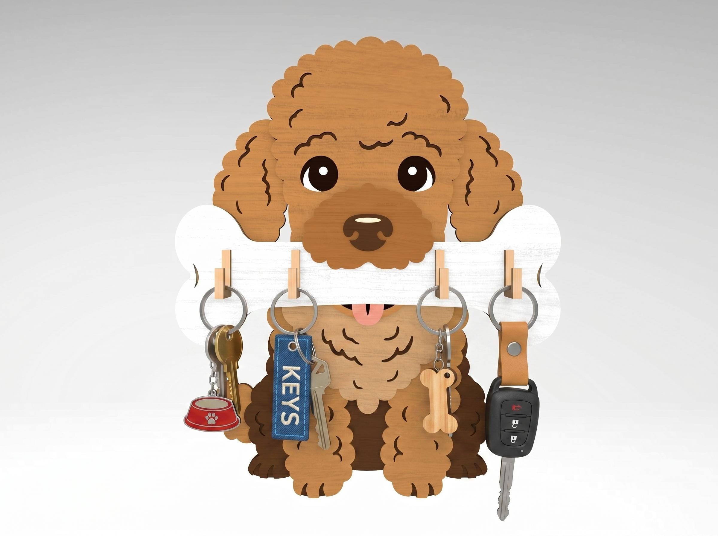 Dog Key Holder SVG Bundle, Puppy Wall Hook Laser Cut File, Wooden Dog ...