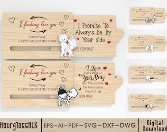 Funny Valentine Sliding Gift Card Wooden Sign SVG, Quote Adult Humor Laser Cut File, Valentine Gift, Valentine Decor Svg