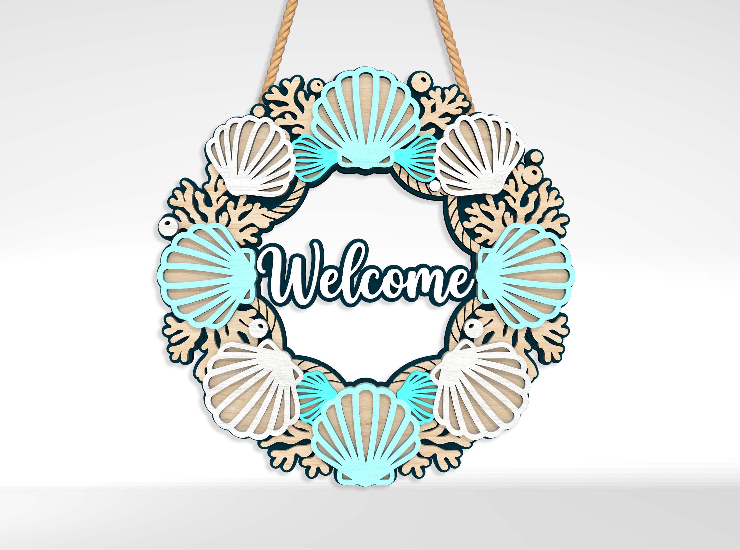Summer Door Hanger SVG Bundle, Beach Ocean Sign Laser Cut File, Wooden ...
