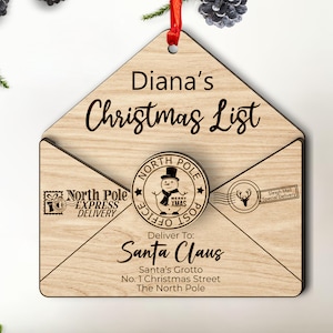 Adorno de Navidad Svg, Adorno de lista de Navidad Svg, Carta a Santa Sobre Adorno Svg, Decoración de Navidad Svg, Archivos Svg Glowforge