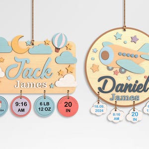 Baby Birth Stats Sign SVG Bundle, Nursery Name Sign Laser Cut File ...
