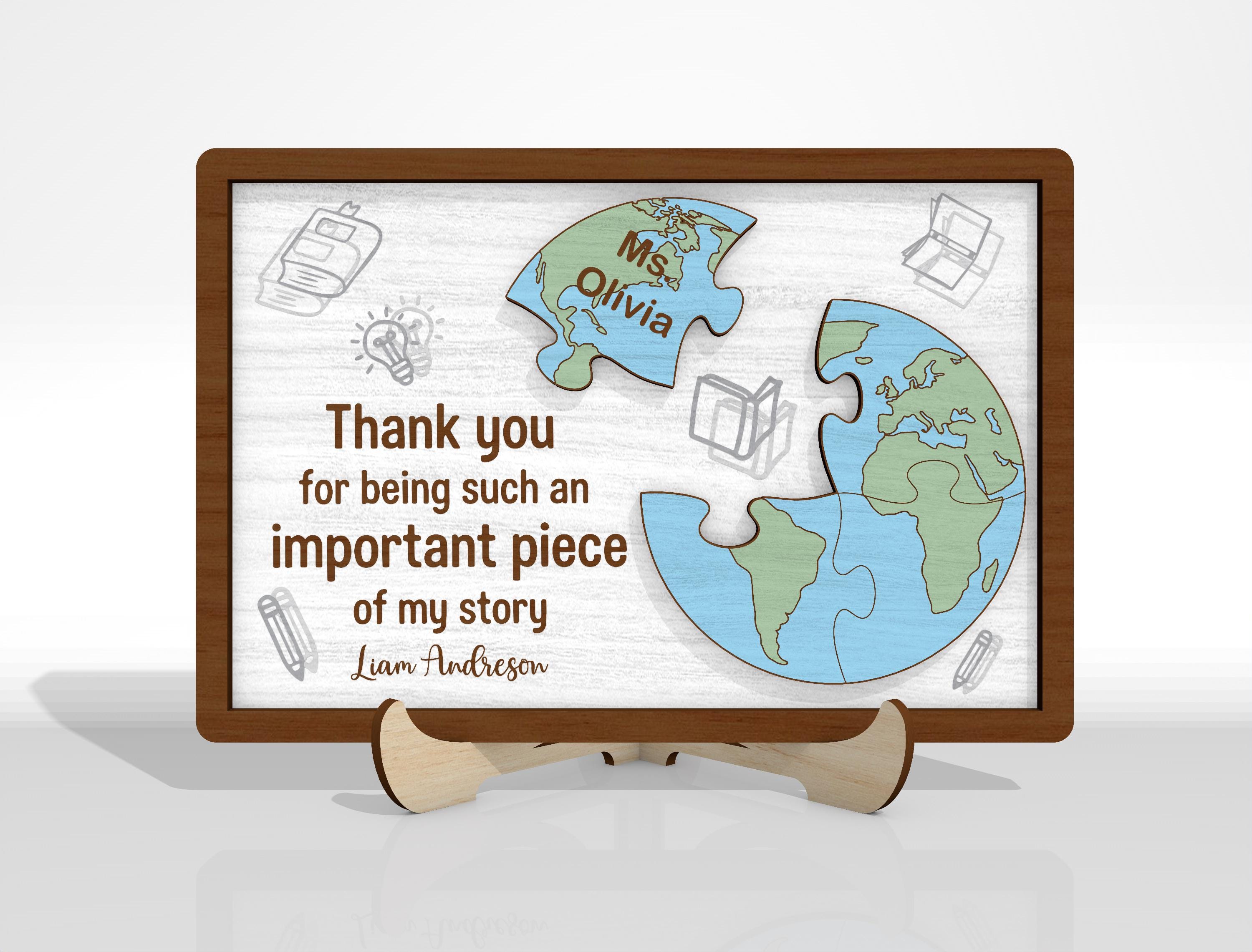 Teacher Appreciation Puzzle Sign SVG Bundle, Thank You Teacher Laser ...