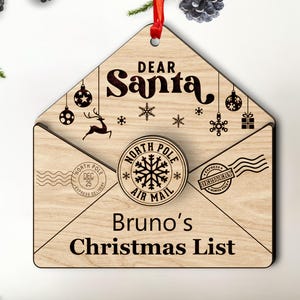 Caro Papai Noel Enfeite de Natal Svg, Enfeite de Natal Svg, Carta para o Envelope do Papai Noel Svg, Decoração de Natal Svg, Arquivos Glowforge Svg