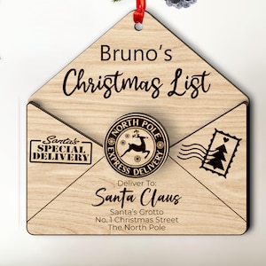 Carta a Santa Sobre Adorno Svg, Adorno de Navidad Svg, Adorno de Lista de Navidad Svg, Decoración de Navidad Svg, Archivos Svg Glowforge