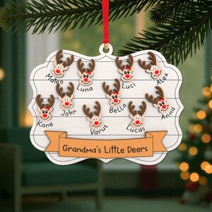Personalized Family Reindeer Ornament Laser Cut File Svg, Grandma’s Little Deers Svg, Layered Christmas Tree Decor, Glowforge xTool Cricut