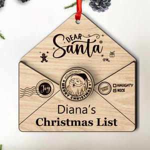 Querido Santa ornamento svg, carta a santa sobre ornamento svg, adorno de Navidad svg, archivo láser ornamento, archivos svg Glowforge