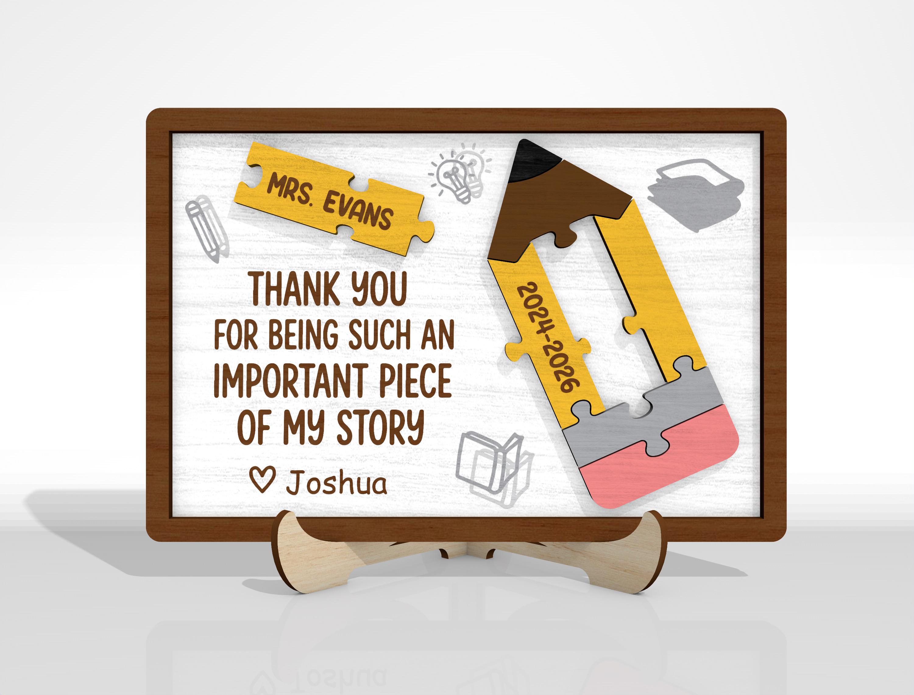 Teacher Appreciation Puzzle Sign SVG Bundle, Thank You Teacher Laser ...