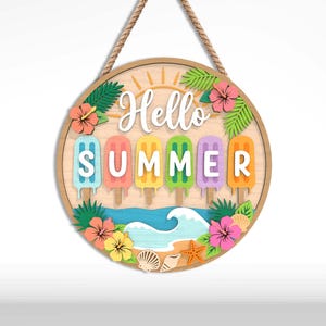 Summer Door Sign SVG Bundle, Hello Summer Beach Sign Laser Cut File ...