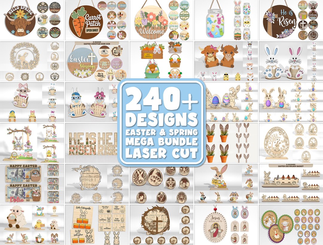 Easter & Spring Mega Bundle SVG, 240+ Laser Cut Files for Glowforge ...