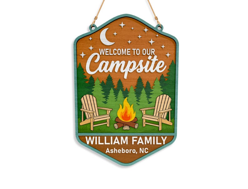 Camping Door Sign SVG Bundle, Personalized Campsite Sign SVG, RV Camper ...