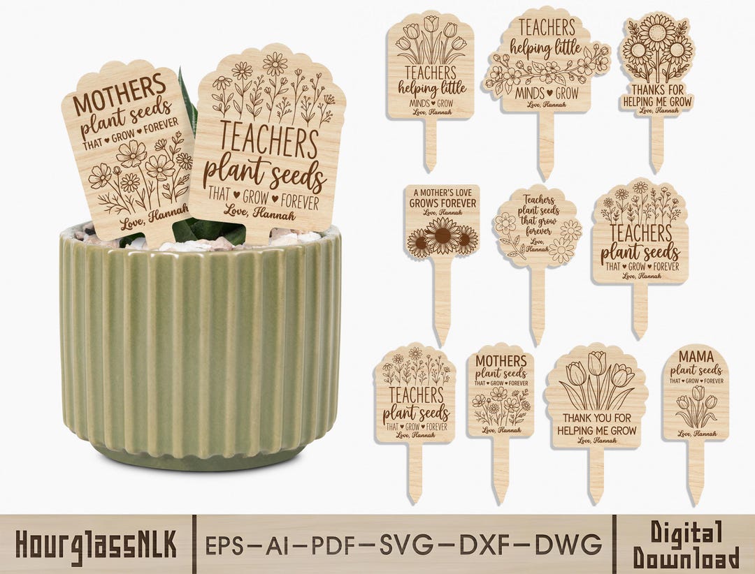 Sign Stake Svg Plant Stake SVG Bundle, Teacher Gift SVG, Mom Gift Garden Sign SVG ...