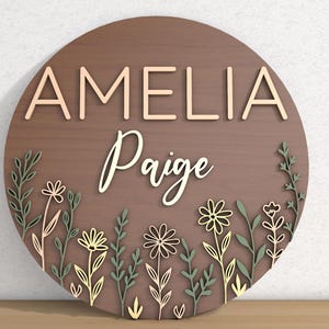 Wildflower Personalized Nursery Sign Svg,3D Wooden Name Sign, Nursery Gift, Boho Nursery Decor, Girl Nursery Decor,Glowforge Laser Cut File