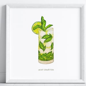 モヒート水彩画プリント | ミントコンディションカクテル | ウォールアート | Pop Foodie Studio | The Noah
