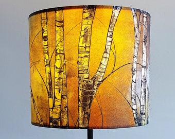 Silver Birch Small Drum Lampshade (20cm) by Lily Greenwood - For Table Lamp or Ceiling - Trees - Woodland