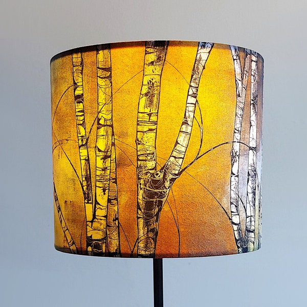 Silver Birch Small Drum Lampshade (20cm) by Lily Greenwood - For Table Lamp or Ceiling - Trees - Woodland