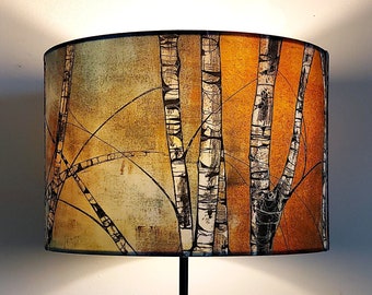 Silver Birch Trees Drum Lampshade: Handmade Woodland Lighting - Medium