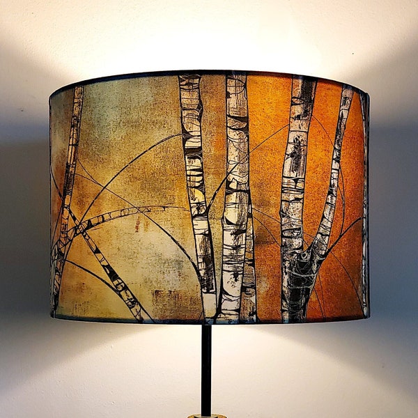 Silver Birch Trees Medium Drum Lampshade (30cm) by Lily Greenwood - Table Lamp/Floor Lamp/Standard Lamp/Ceiling Light - Woodland