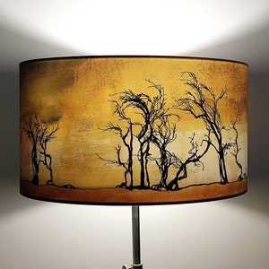 Hawthorn Trees Large Drum Lampshade (45cm) by Lily Greenwood - Table Lamp/Floor Lamp/Standard Lamp/Ceiling Light - Woodland