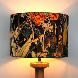 Spring Hedgerow Drum Lampshade by Lily Greenwood - Medium/30cm - Table Lamp/Floor Lamp/Ceiling Light - Botanical - Nature - Floral