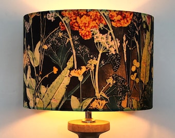 Handmade Spring Hedgerow Lampshade: Floral Botanical Drum Shade - Medium