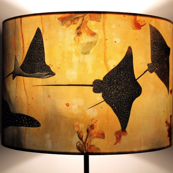Spotted Eagle Rays Medium Drum Lampshade (30cm) by Lily Greenwood - Table Lamp/Floor Lamp/Standard Lamp/Ceiling Light - Sealife