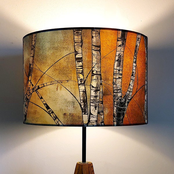 Silver Birch Trees Medium Drum Lampshade (30cm) by Lily Greenwood - Table Lamp/Floor Lamp/Standard Lamp/Ceiling Light - Woodland