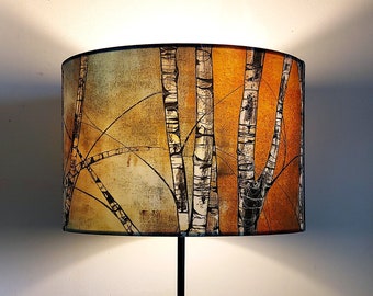 Silver Birch Trees Medium Drum Lampshade (30cm) by Lily Greenwood - Table Lamp/Floor Lamp/Standard Lamp/Ceiling Light - Woodland