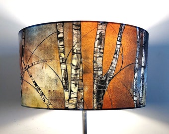 Silver Birch Tree Lampshade: Large Drum, Woodland Design by Lily Greenwood