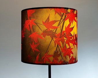 Japanese Maple Small Drum Lampshade (20cm) by Lily Greenwood - For Table Lamp or Ceiling - Trees - Leaves - Nature