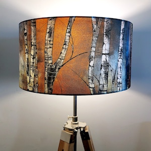 Silver Birch Trees Large Drum Lampshade (45cm) by Lily Greenwood - Table Lamp/Floor Lamp/Standard Lamp/Ceiling Light - Woodland