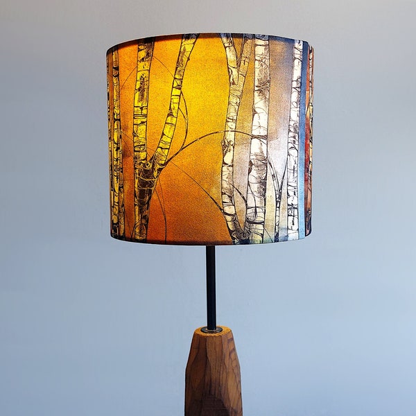 Silver Birch Small Drum Lampshade (20cm) by Lily Greenwood - For Table Lamp or Ceiling - Trees - Woodland