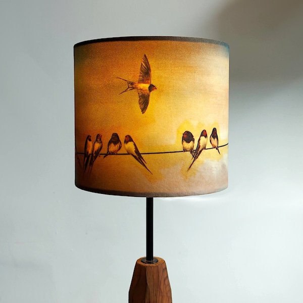 Swallows Drum Lampshade: Nature Inspired Bird Light Shade