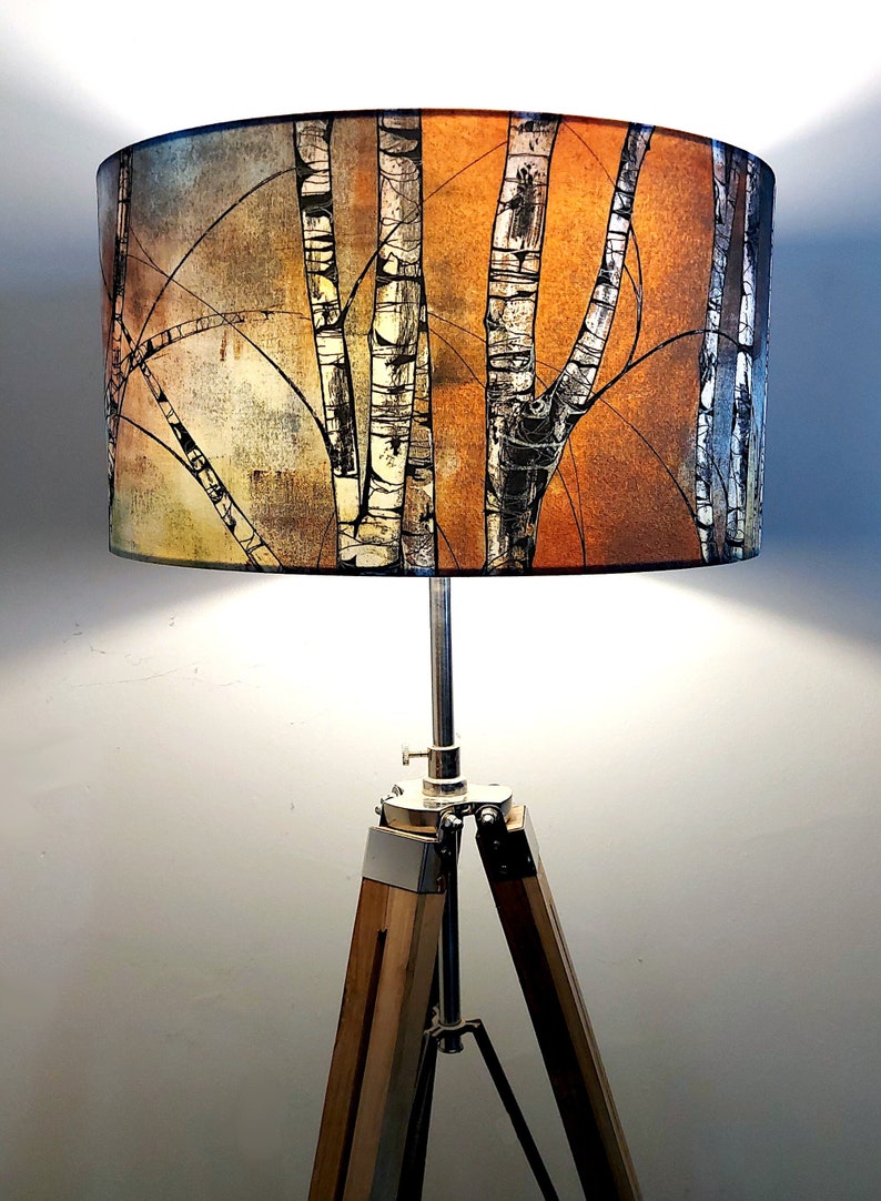 Silver Birch Trees Large Drum Lampshade 45cm by Lily Greenwood Table Lamp/Floor Lamp/Standard Lamp/Ceiling Light Woodland image 2