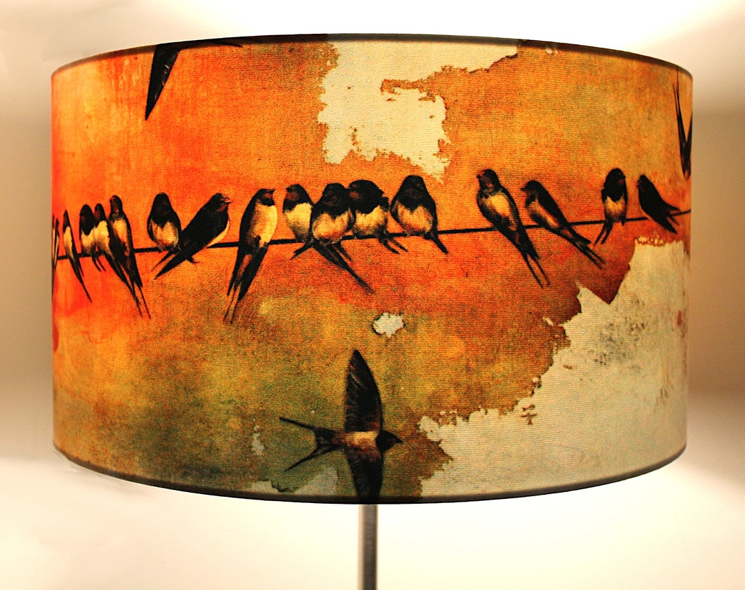 Swallows at Sunrise Large Drum Lampshade 45cm by Lily Etsy 日本