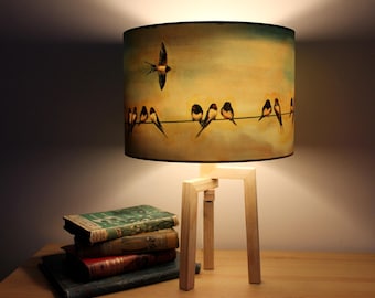 Swallows Drum Lampshade: Nature-Inspired Bird Light Shade