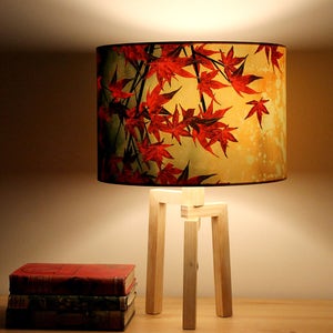 Japanese Maple Leaves Medium Drum Lampshade (30cm) by Lily Greenwood - Table Lamp/Floor Lamp/Standard Lamp/Ceiling Light - Trees - Garden