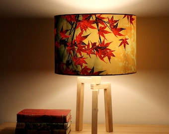 Japanese Maple Leaves Medium Drum Lampshade (30cm) by Lily Greenwood - Table Lamp/Floor Lamp/Standard Lamp/Ceiling Light - Trees - Garden