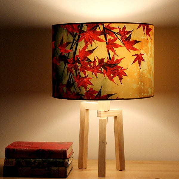 Abat-jour tambour moyen feuilles d'érable du Japon (30 cm) par Lily Greenwood - Lampe de table/Lampadaire sur pied/Lampadaire standard/Plafonnier - Arbres - Jardin