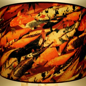 Koi on Crimson Medium Drum Lampshade 30cm by Lily Greenwood Table Lamp/Floor Lamp/Standard Lamp/Ceiling Light Fish Garden image 3